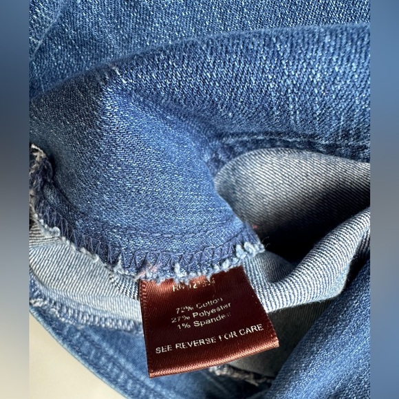 Multiples Blue Denim Knit Moto Zip Front Stretch Jean Jacket Women’s Size Small - Picture 9 of 9